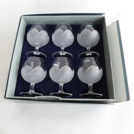 SET OF 6 J. G. DURAND CRYSTAL COGNAC GLASSES, BOXED