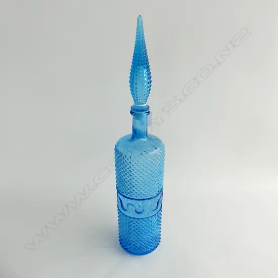 VINTAGE GENIE TYPE BLUE GLASS RETRO DECANTER H.510mm