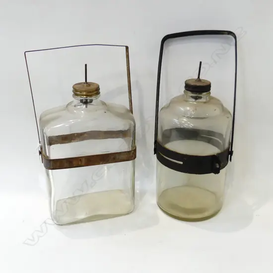 2 VINTAGE KEROSENE BOTTLES H.250mm