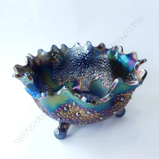 CARNIVAL GLASS FOOTED BOWL DIA 250MM