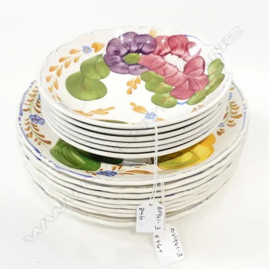 8 BELLE FIORE PLATES, (DIA 250MM) + 6 FLEURETTE SHALLOW BOWLS (DIA  195MM)