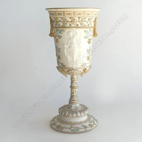 ART UNION BEAKER ON PEDASTAL A.F restored pedestal H.258mm with classical maiden
