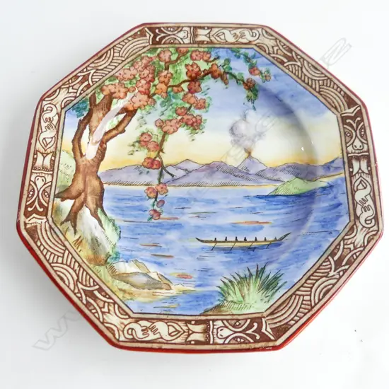 ROYAL WINTON GRIMWADES 'MAORILAND' HAND COLOURED OCTAGONAL SIDE PLATE 150mm dia