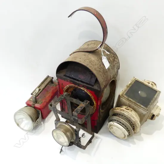 4 VINTAGE LANTERNS H.400mm + 3 RED LENSES