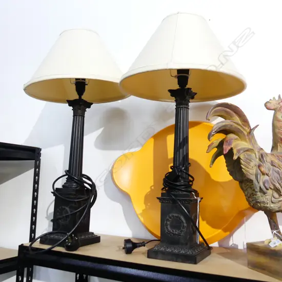 PR OF BLACK COLUMBE LAMPS & SHADES H670MM