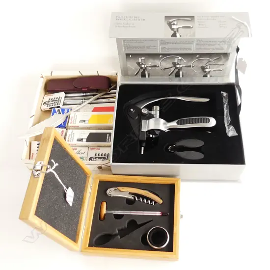 COLLECTION ASST. FOUNTAIN PENS & INK + 2 CASED CORKSCREWS