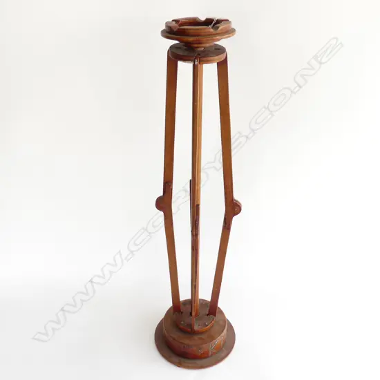 FOLK ART WOODEN FLOOR STANDING ASH TRAY 'FROM COOKIE TO KALLY' H.730mm