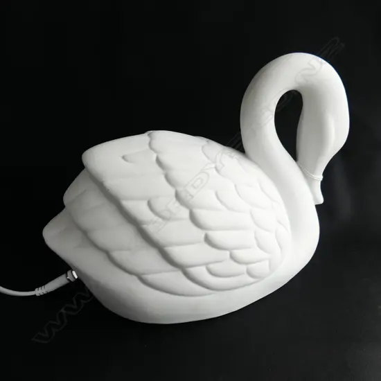 WHITE CERAMIC SWAN LAMP L.260mm