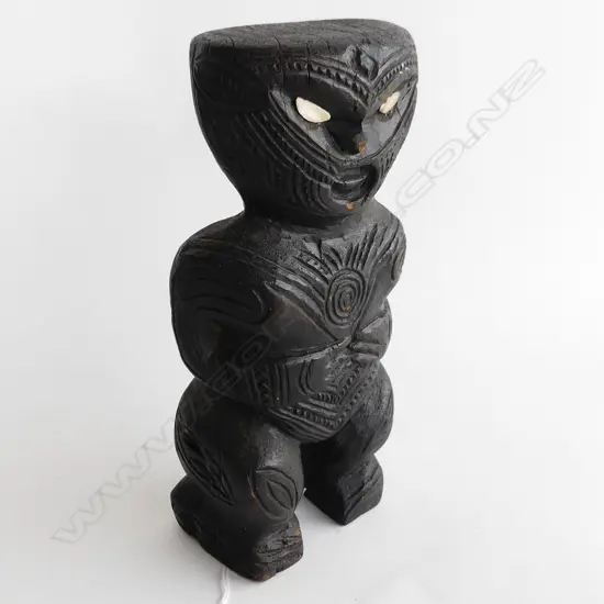 CARVED WOODEN MAORI FIGURE H.260mm