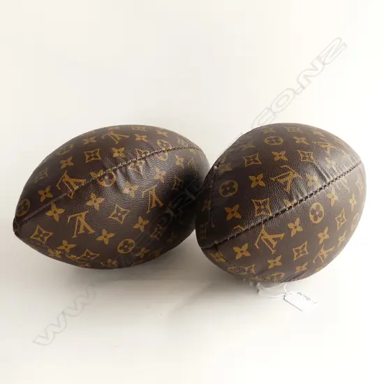 2 LOUIS VUITTON TYPE RUGBY BALLS