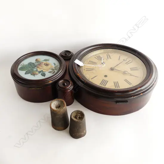 ANTIQUE AMERICAN WALL CLOCK; E. INGRAHAM & Co. BRISTOL, CONN. 8 DAY & STRIKE H.550mm