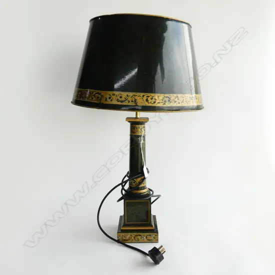 GREEN TOLE LAMP & SHADE H630MM