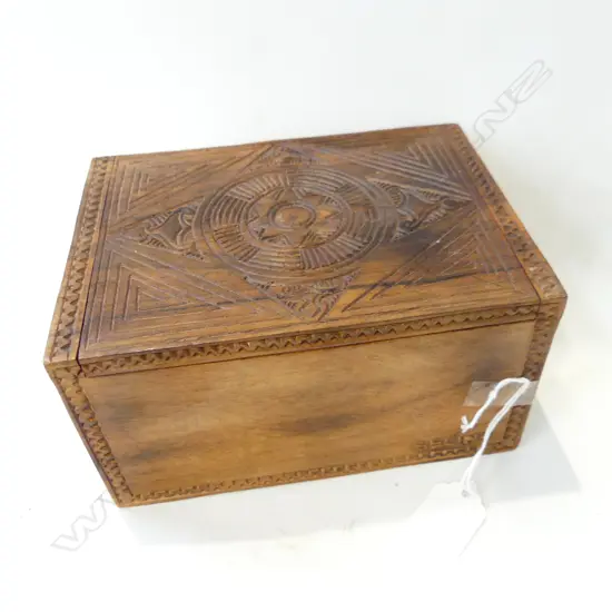 CARVED WOODEN BOX L.180mm
