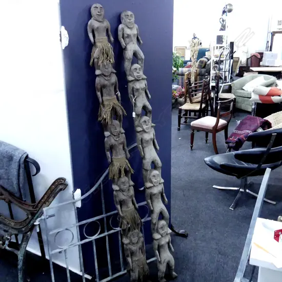 PR TALL CARVED WOODEN TRIBAL TOTEMS H.2000mm