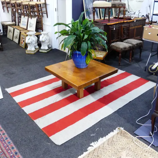 RED & GREY STRIPED RUG 2270x1650mm