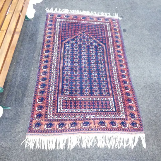 HAND KNOTTED WOOL PILE PRAYER RUG 2000x1110mm