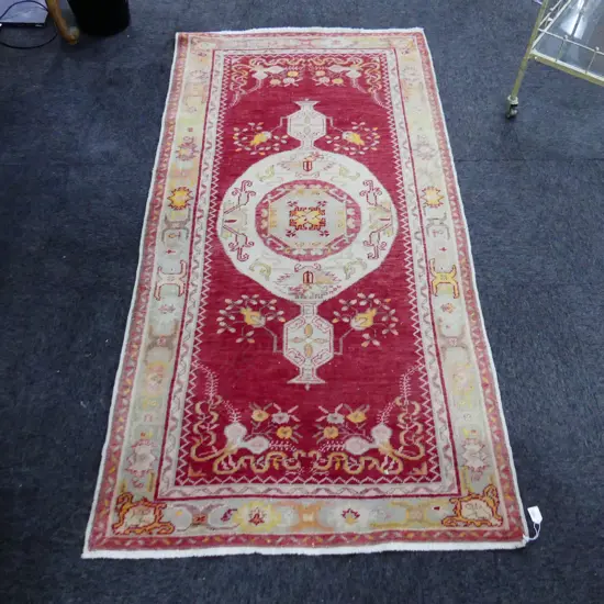 HAND KNOTTED RED WOOL PILE RUG 1930x1000mm