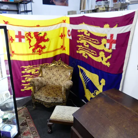 THE ROYAL STANDARD FLAG, MADE FOR QUEEN'S PLANNED VISIT FIJI 1953, 1850 x 3650mm