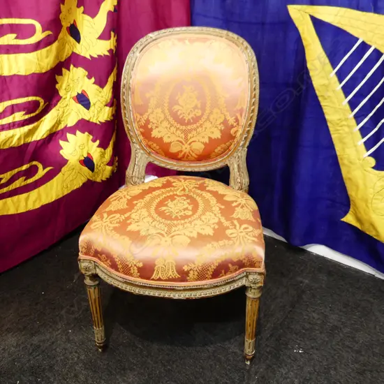 FRENCH 19thC PARISIEN LOUIS 16th STYLE SALON CHAIR IN PINK SILK UPHOLSTERY