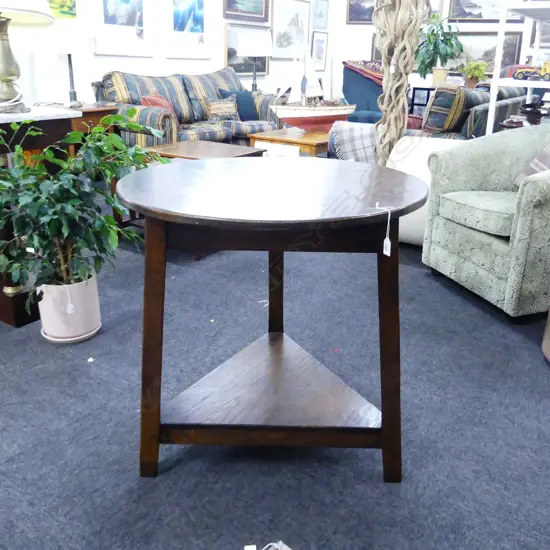 SEFTON POWRIE ATTRIB. GEO III STYLE OAK CRICKET TABLE 750mm dia H.745mm