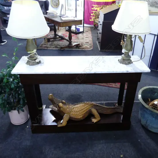 REGENCY STYLE MARBLE TOPPED CONSOLE TABLE 1290x370x825mm