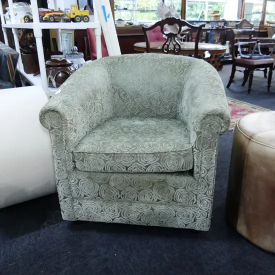 GREEN VELVET UPHOLSTERED CLUB CHAIR