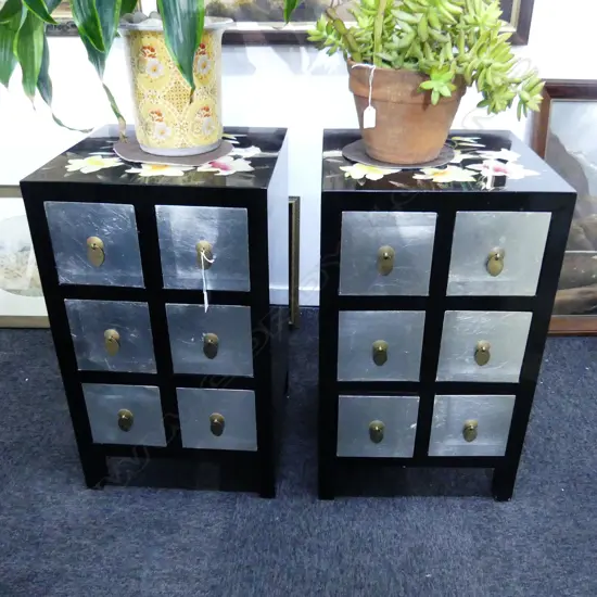 PR ORIENTAL LACQUERED 6 DRAWER CABINETS 420 x 710mm