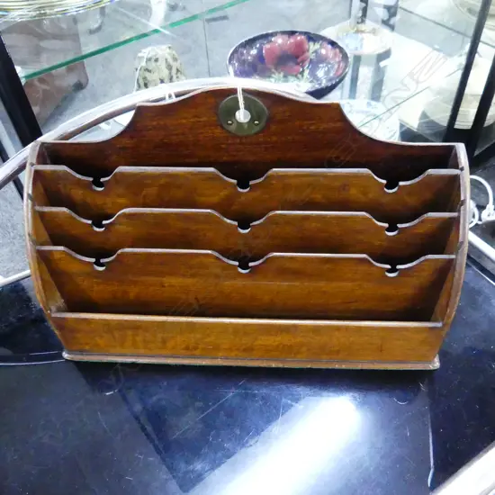 ANTIQUE MAHOGANY LETTER HOLDER W.380mm