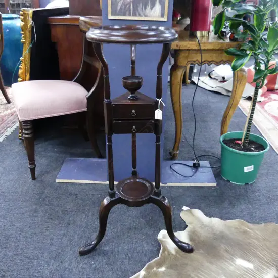 EARLY 20thC MAHOGANY SHAVING STAND H.860mm
