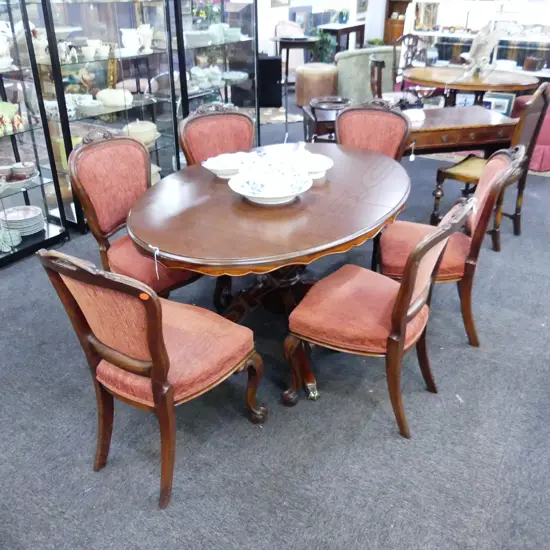 19thC STYLE SINGLE PEDESTAL DINING TABLE 1500x1060x755mm