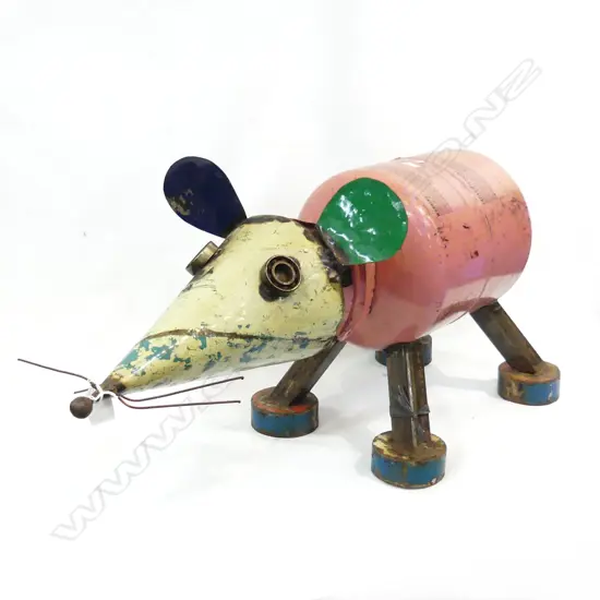 MOUSE SCULPTURE MADE FROM OLD PETROL CANS L.800mm
