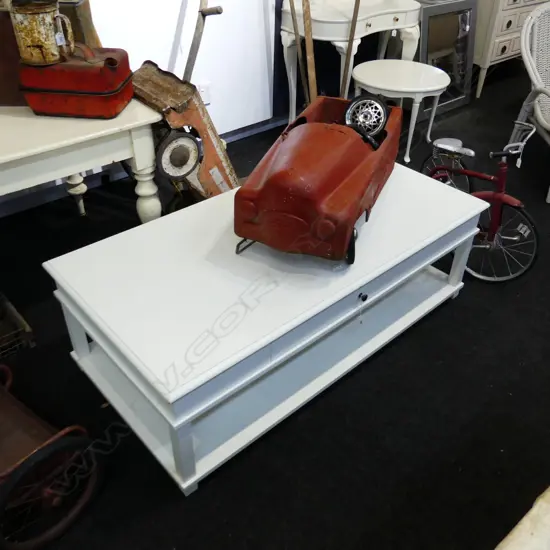 MODERN WHITE COFFEE TABLE w. DRAWER 1400x700x450mm