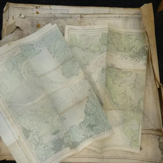 4 LG VINTAGE AUCKLAND HARBOUR MAPS