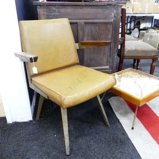 VINTAGE RETRO METAL FRAMED ARMCHAIR 