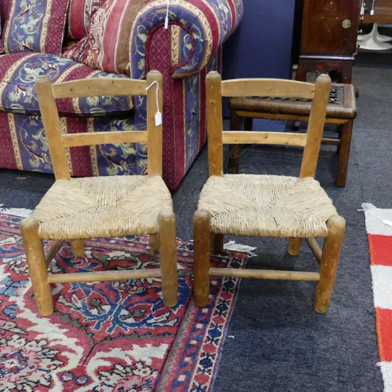 PR CHILDRENS COUNTRY STYLE WOOD CHAIRS - WOVEN SEAT H.540mm