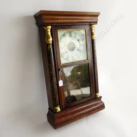 LATE 19thC WALL CLOCK 390x115x645mm BY SETH THOMAS PLYMOUTH, CONN.