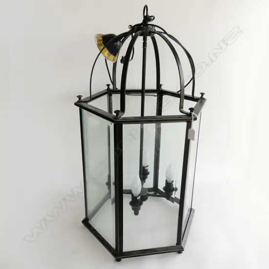 LGE BLACK METAL HEXAGONAL LANTERN H.800mm