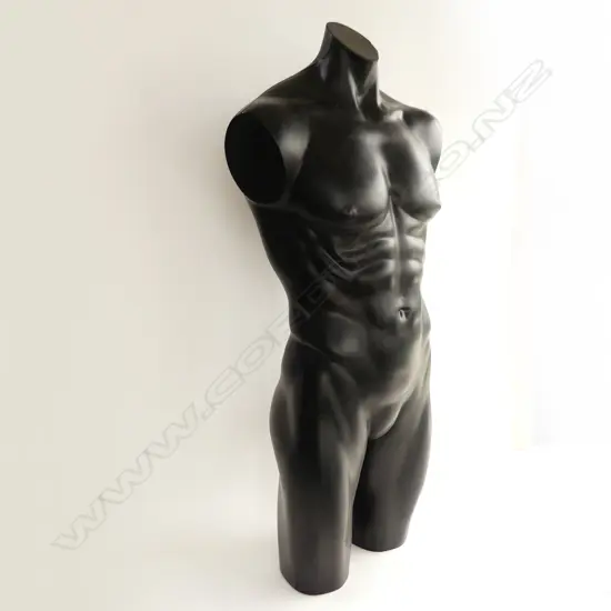 BLACK PLASTIC MANS TORSO MANNEQUIN 1050mm
