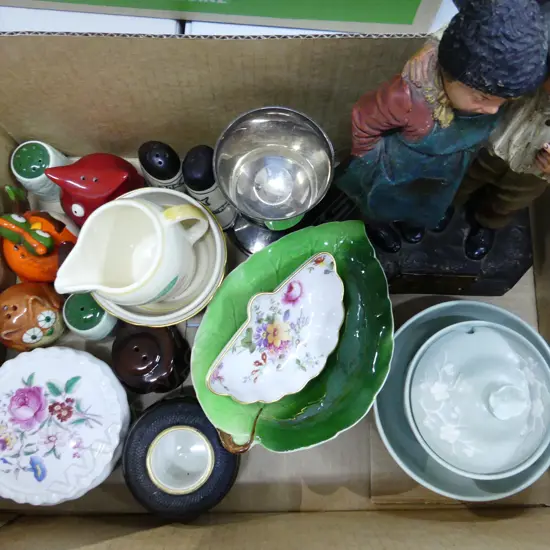 BOX ASST COALPORT, WINTON, SPODE, WEDGWOOD ETC..