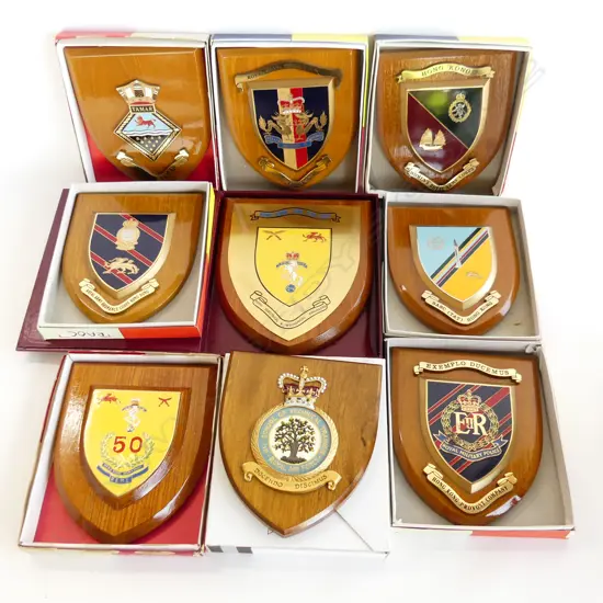 9 ASST. HONG KONG MILITARY PRE 1997 HERALDIC SHIELDS, ALL BOXED H.180mm