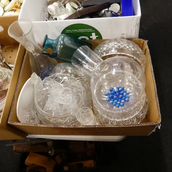 BOX LOT CRYSTAL BOWLS ETC