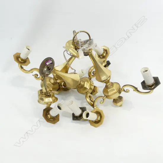 SET 3 HEAVY BRASS 3 ARM LIGHT FITTINGS, DIA  370MM