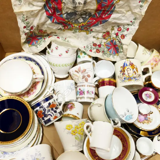 BOX ASST TRIOS, CUPS & SAUCERS ETC..