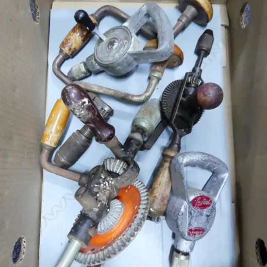 6 VINTAGE HAND DRILLS 