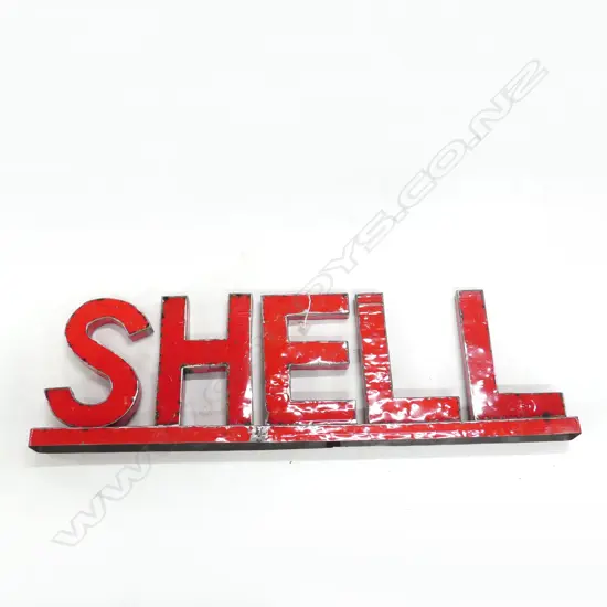 RED METAL 'SHELL' SIGN 350x1165mm