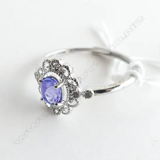 TANZANITE, CRYSTAL & 925 SILVER  RING (ADJUSTABLE SIZE)