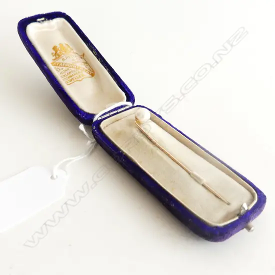 9CT GOLD CASED STICK PIN PINK PEARL END 