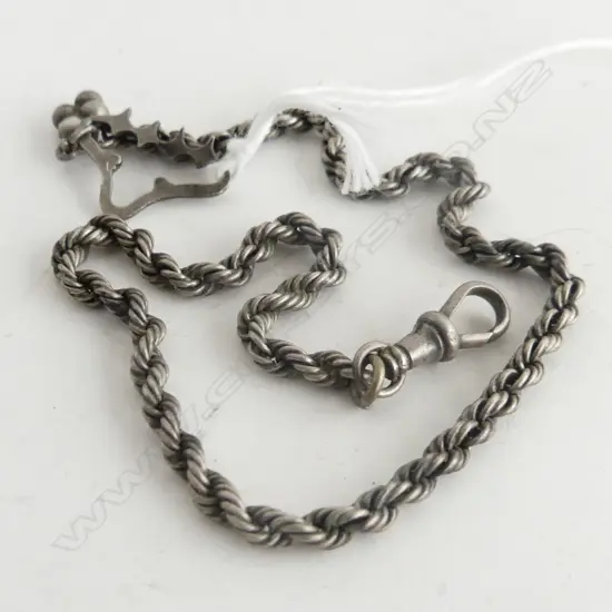 ANTIQUE SILVER ROPE TWIST FOB CHAIN L.270mm
