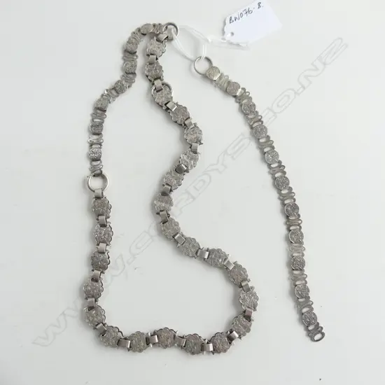ANTIQUE SILVER ENGRAVED LINK CHAIN + 2 BRACELETS some fittings required