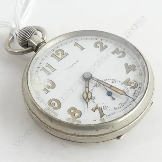 'CERNA' NICKLE CASED O/FACE POCKET WATCH RUNNING dial w chip
